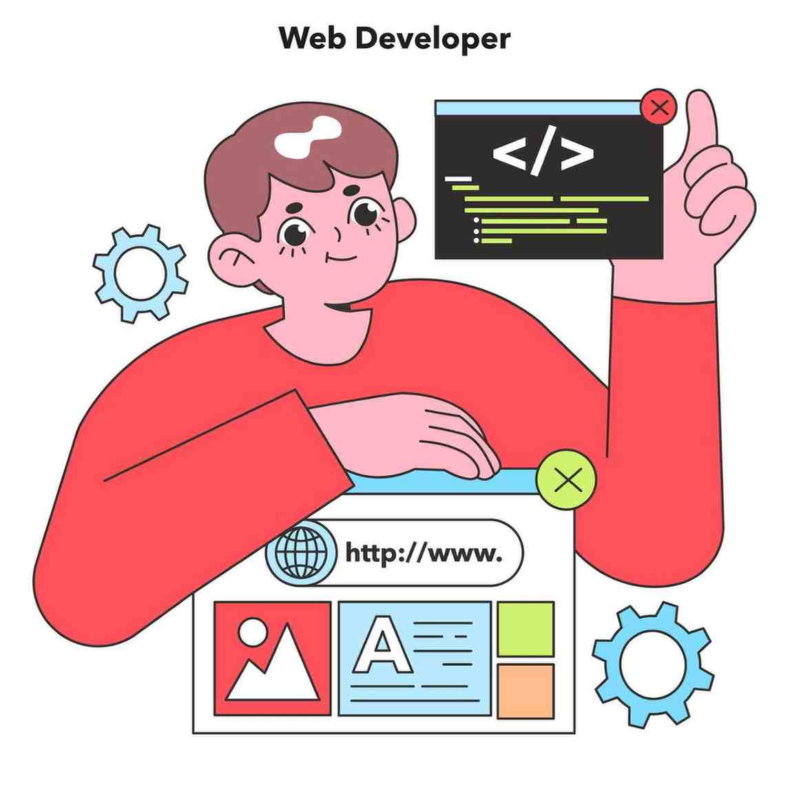 a web developer expertly crafts code the building block of digital realms showcasing the creative and technical expertise in it web development vector (1)